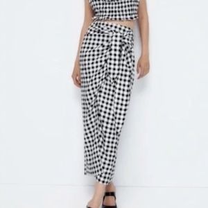 Zara Gingham Midi Skirt
